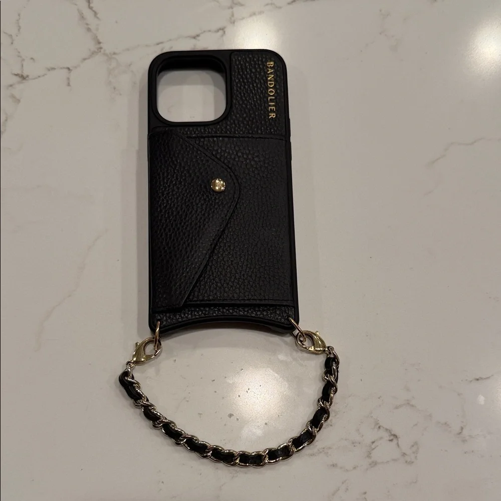 Bandolier Black Phone Case with Gold Chain - Picture 1 of 3